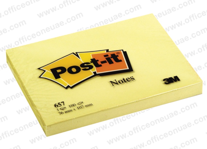 3M Post-it Notes 657, 3x4 inches, Canary Yellow