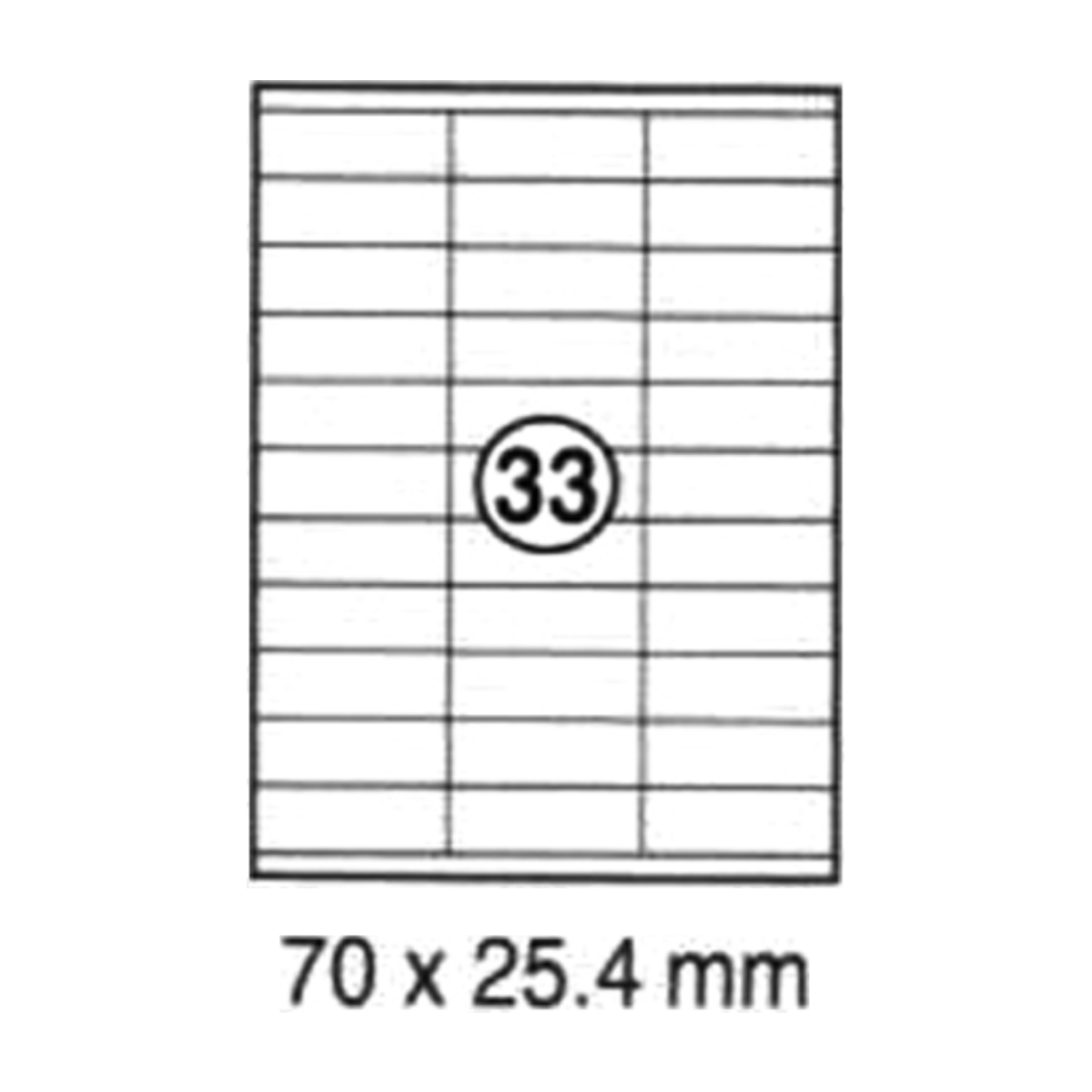 EOL (use 15352) xellent 33 labels/sheet, straight corners, 70 x 25.4